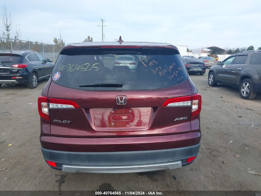 2019 Honda Pilot Ex-L VIN: 5FNYF6H53KB091158 Lot: 40764565