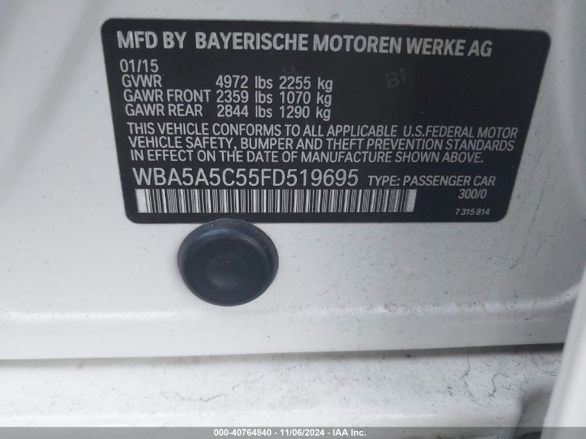 2015 BMW 528I I - WBA5A5C55FD519695