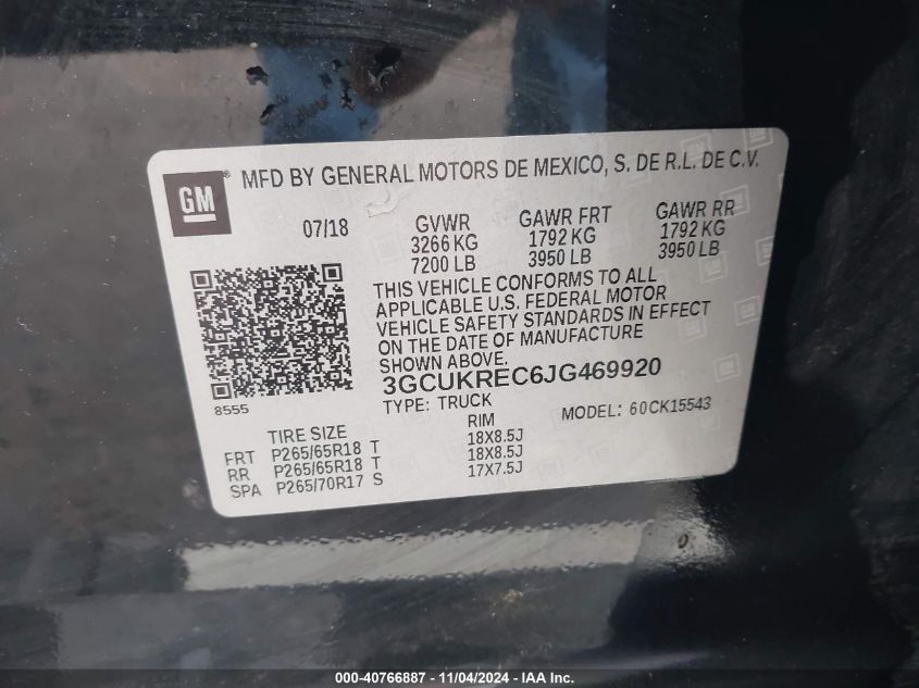 VIN 3GCUKREC6JG469920 2018 Chevrolet Silverado 1500... no.9