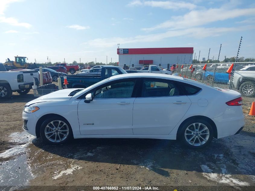 2019 Ford Fusion Hybrid Se VIN: 3FA6P0LU3KR169183 Lot: 40766952