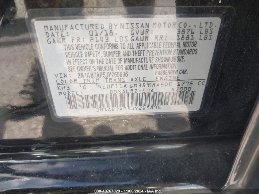 VIN 3N1AB7AP5JY265896 2018 NISSAN SENTRA no.9