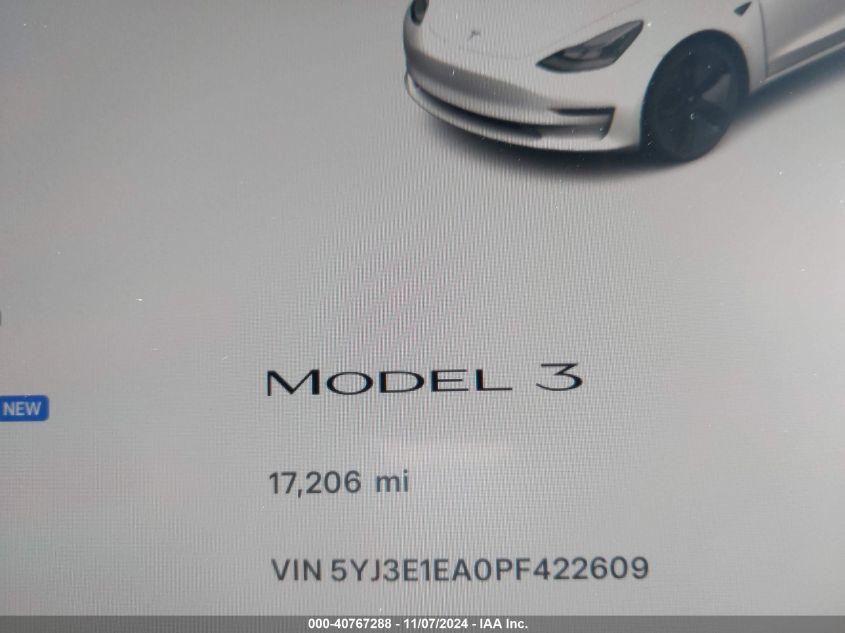 2023 TESLA MODEL 3 REAR-WHEEL DRIVE - 5YJ3E1EA0PF422609