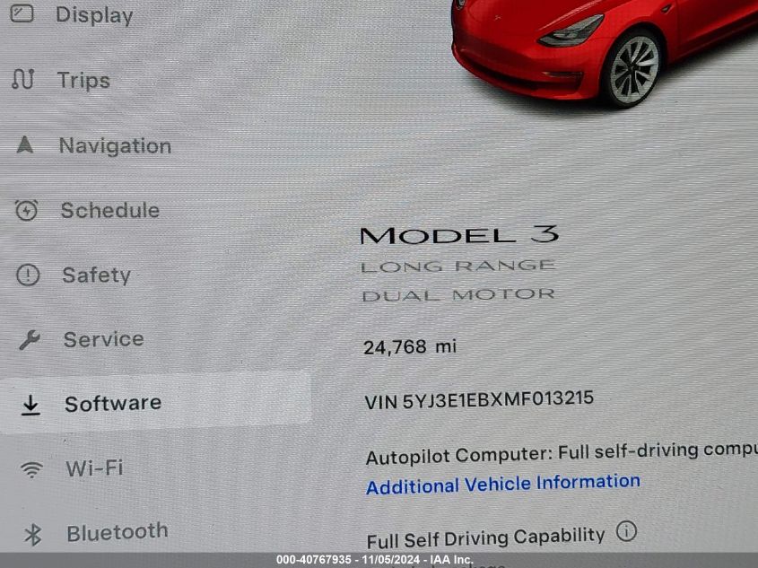 2021 Tesla Model 3 Long Range Dual Motor All-Wheel Drive VIN: 5YJ3E1EBXMF013215 Lot: 40767935