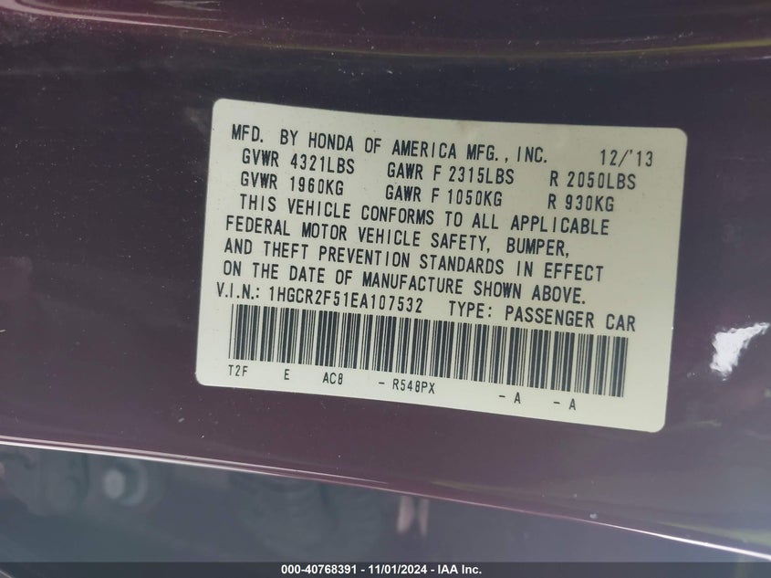 2014 HONDA ACCORD SPORT - 1HGCR2F51EA107532