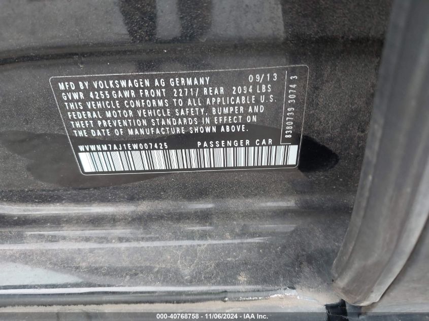 2014 VOLKSWAGEN GOLF 2.0L TDI - WVWNM7AJ1EW007425