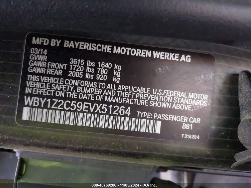 2014 BMW I3 - WBY1Z2C59EVX51264