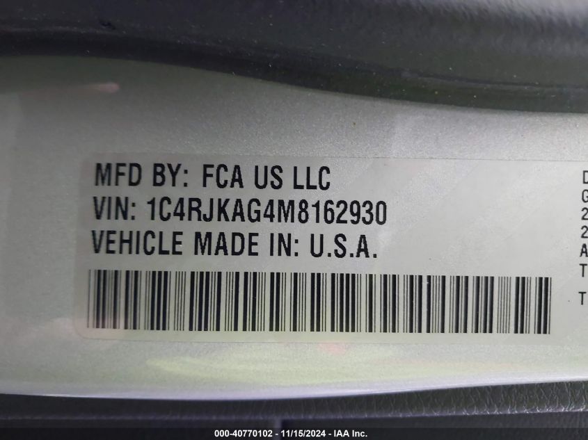 2021 JEEP GRAND CHEROKEE L ALTITUDE 4X4 - 1C4RJKAG4M8162930