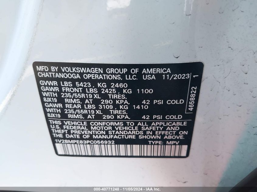 2023 Volkswagen Id.4 Standard VIN: 1V2BMPE83PC056932 Lot: 40771248