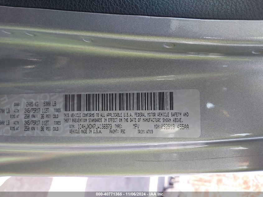 2020 JEEP WRANGLER UNLIMITED SPORT S 4X4 - 1C4HJXDN7LW156973