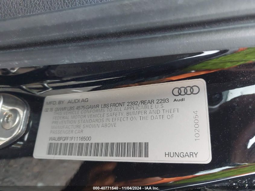 2015 AUDI A3 2.0T PREMIUM - WAUBFGFF1F1116500
