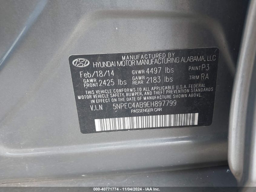 2014 HYUNDAI SONATA SE 2.0T - 5NPEC4AB9EH897799