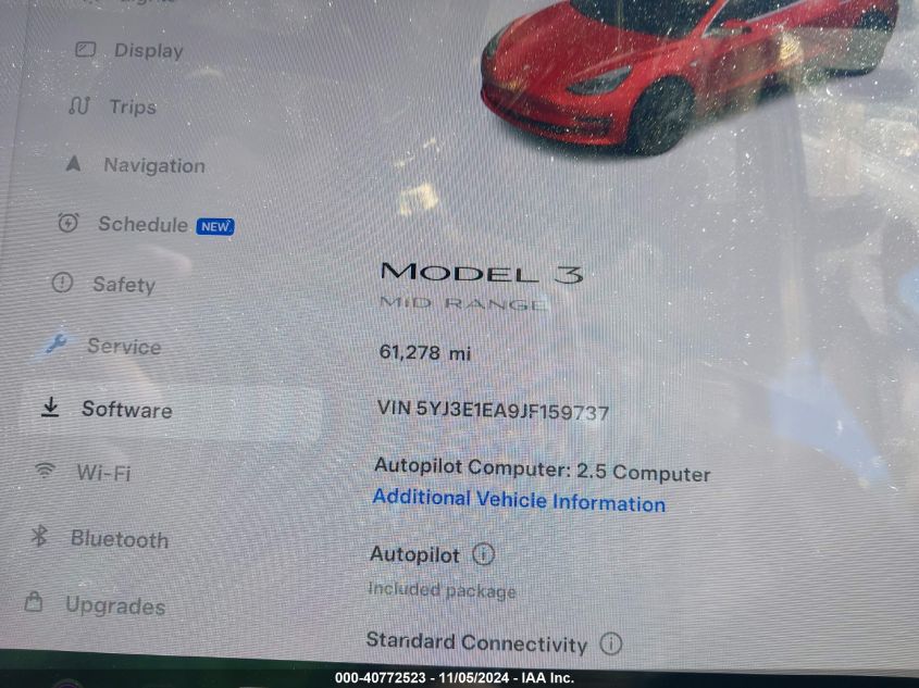 2018 Tesla Model 3 Long Range/Mid Range VIN: 5YJ3E1EA9JF159737 Lot: 40772523