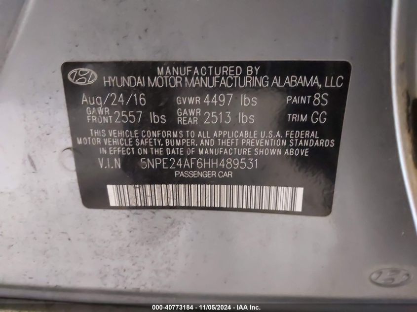 2017 HYUNDAI SONATA - 5NPE24AF6HH489531