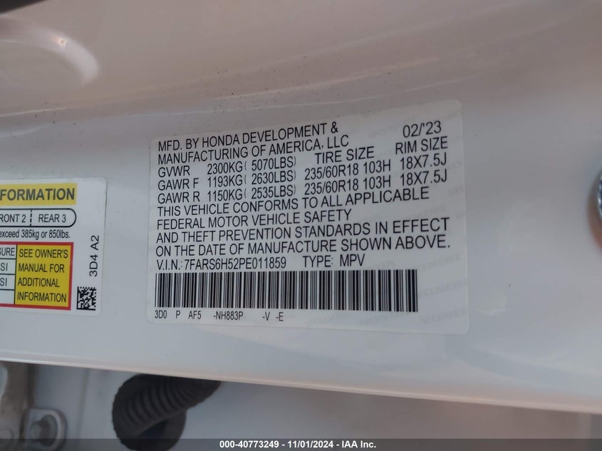 2023 HONDA CR-V HYBRID SPORT - 7FARS6H52PE011859