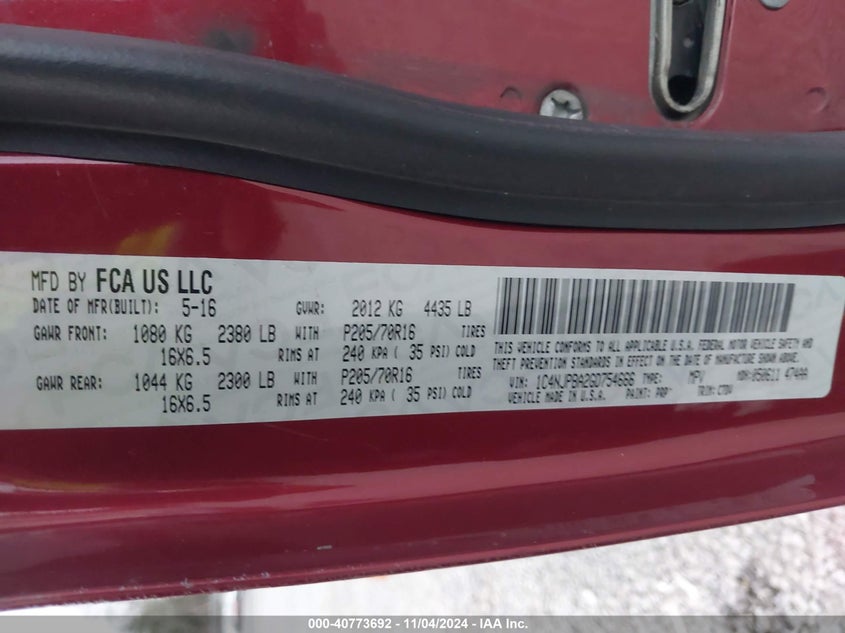 2016 JEEP PATRIOT SPORT - 1C4NJPBA2GD754666