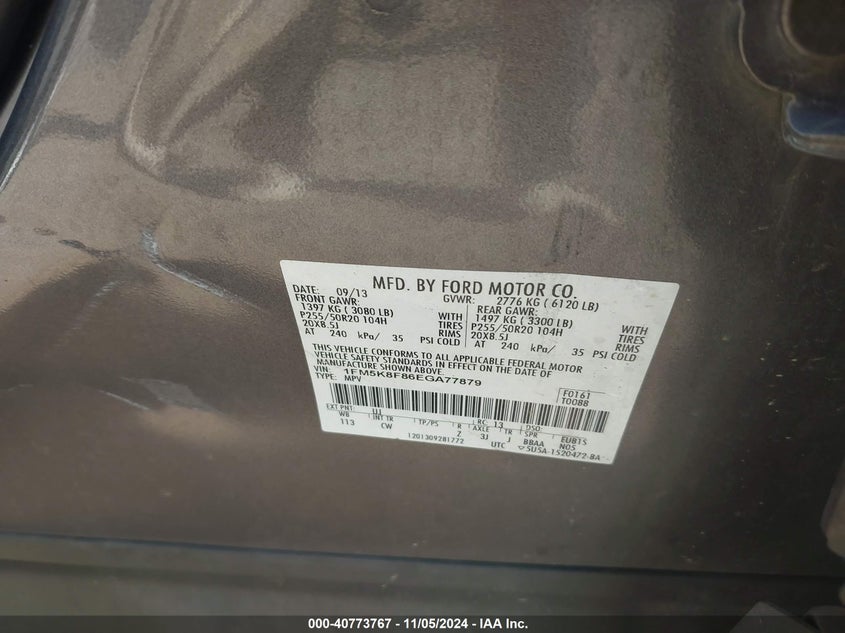 2014 FORD EXPLORER LIMITED - 1FM5K8F86EGA77879