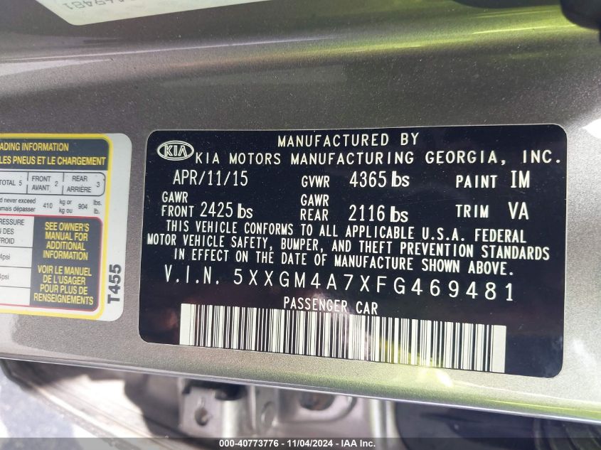 2015 KIA OPTIMA LX - 5XXGM4A7XFG469481