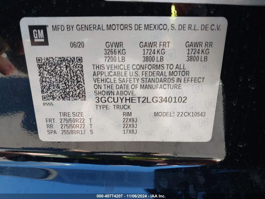2020 Chevrolet Silverado 1500 - 3GCUYHET2LG340102