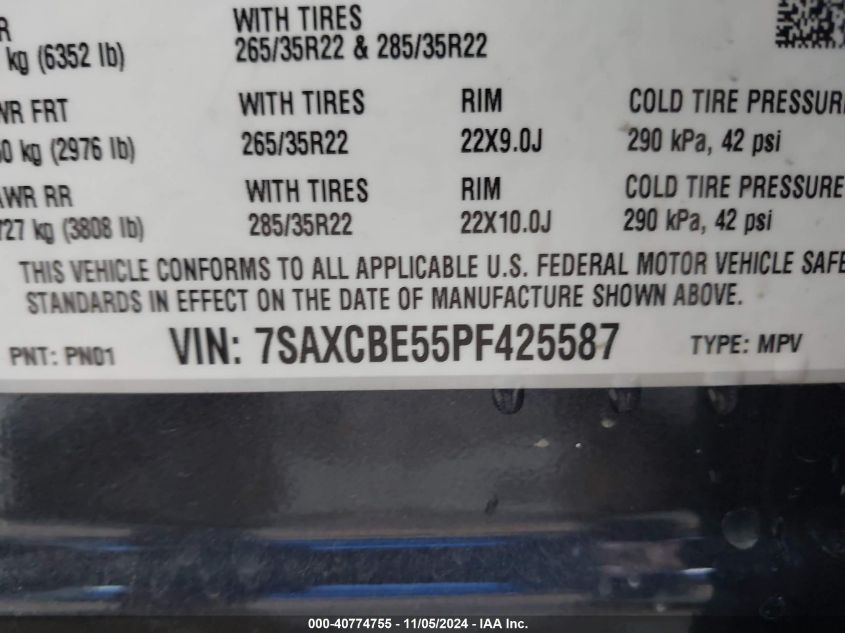 2023 Tesla Model X Dual Motor All-Wheel Drive/Standard Range VIN: 7SAXCBE55PF425587 Lot: 40774755