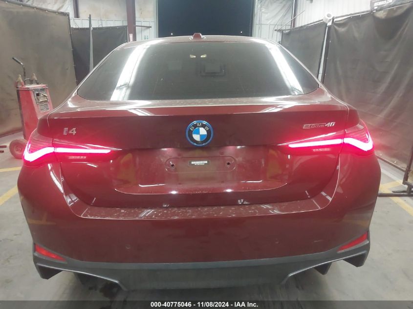 2022 BMW I4 Edrive 40 VIN: WBY73AW07NFN04583 Lot: 40775046