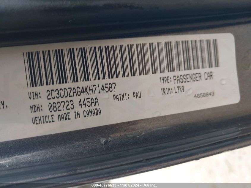 2019 DODGE CHALLENGER SXT - 2C3CDZAG4KH714587