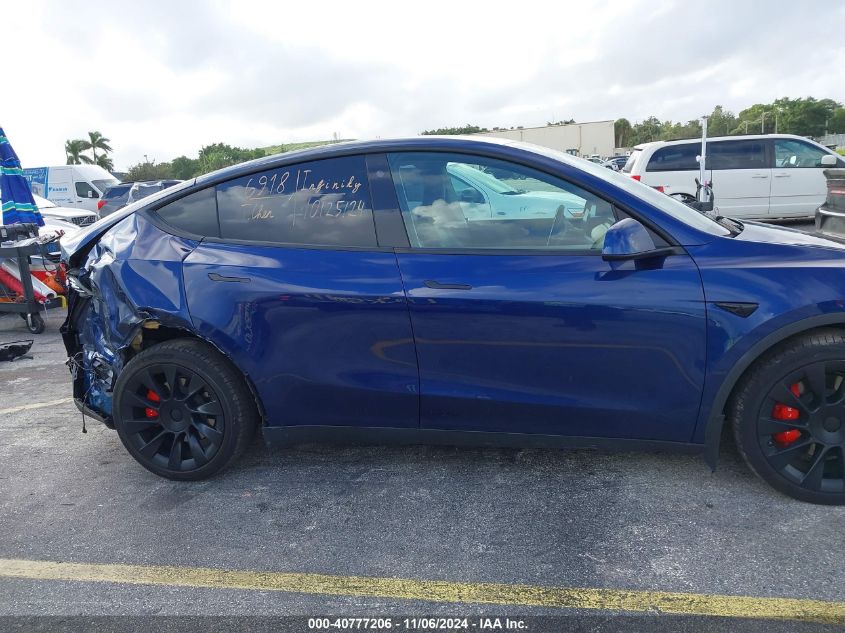 2021 Tesla Model Y Long Range Dual Motor All-Wheel Drive VIN: 5YJYGDEE1MF259615 Lot: 40777206