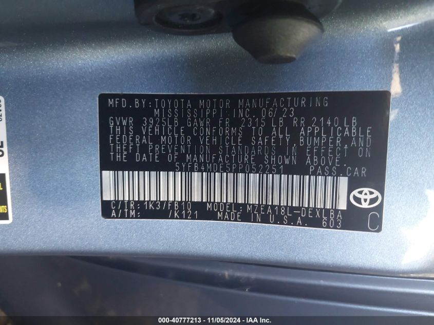 2023 TOYOTA COROLLA LE - 5YFB4MDE5PP052251