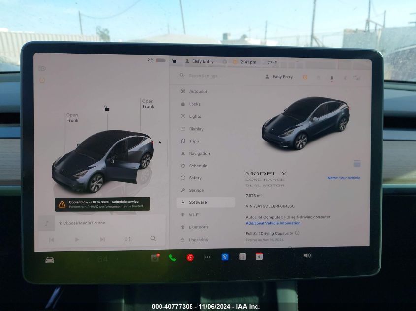 2024 Tesla Model Y Long Range Dual Motor All-Wheel Drive VIN: 7SAYGDEE8RF064850 Lot: 40777308