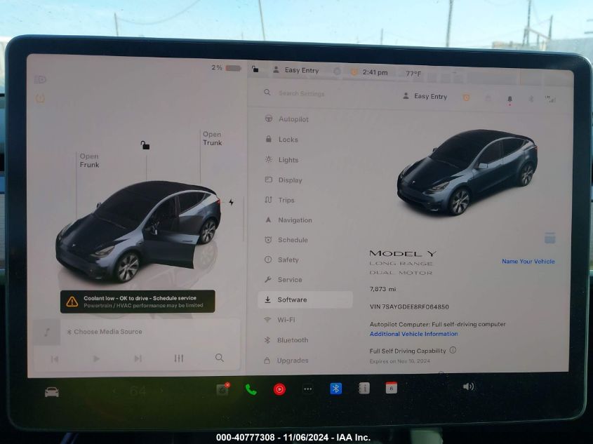 2024 Tesla Model Y Long Range Dual Motor All-Wheel Drive VIN: 7SAYGDEE8RF064850 Lot: 40777308
