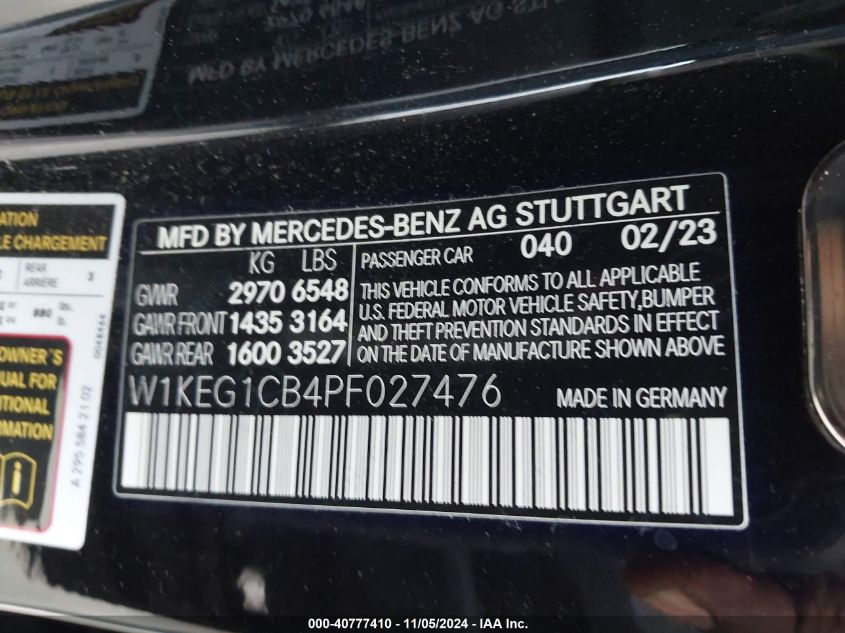 2023 Mercedes-Benz Eqe 350 4Matic VIN: W1KEG1CB4PF027476 Lot: 40777410