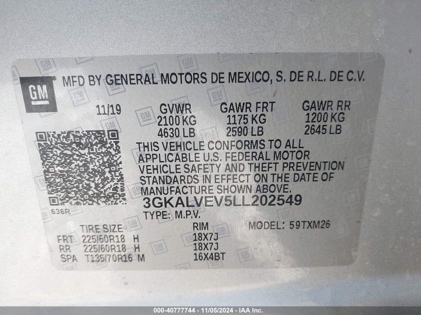 2020 GMC TERRAIN AWD SLT - 3GKALVEV5LL202549