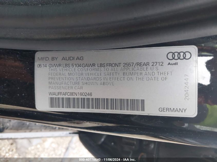 2014 AUDI A6 2.0T PREMIUM - WAUFFAFC8EN160246