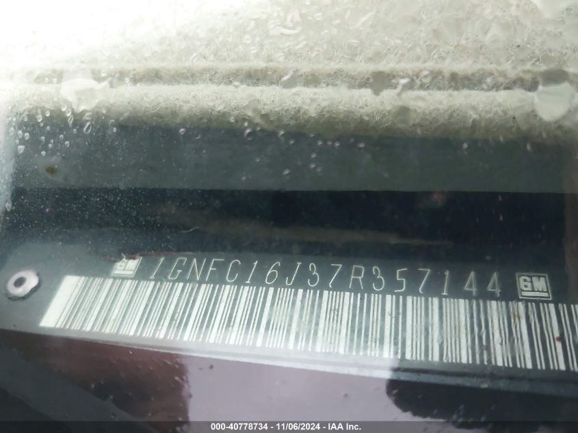 2007 Chevrolet Suburban 1500 Lt VIN: 1GNFC16J37R357144 Lot: 40778734