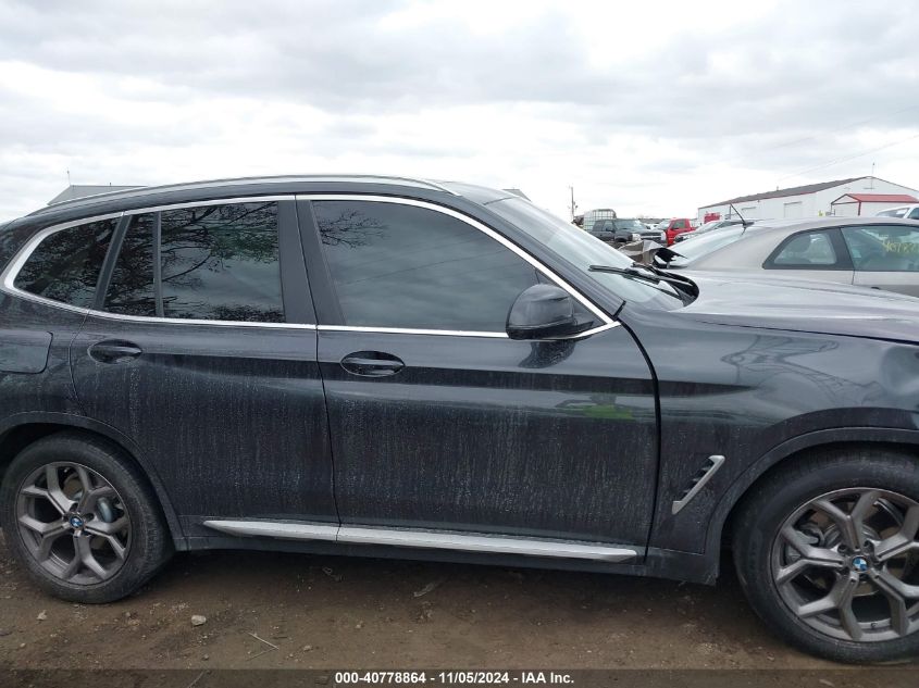 2022 BMW X3 xDrive30I VIN: 5UX53DP09N9K53992 Lot: 40778864