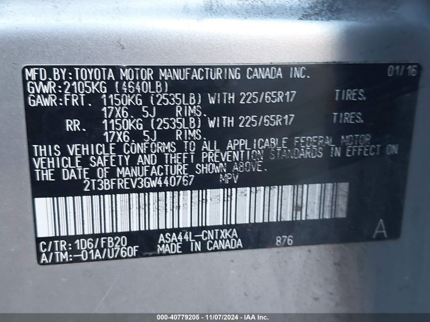 2016 TOYOTA RAV4 LE - 2T3BFREV3GW440767