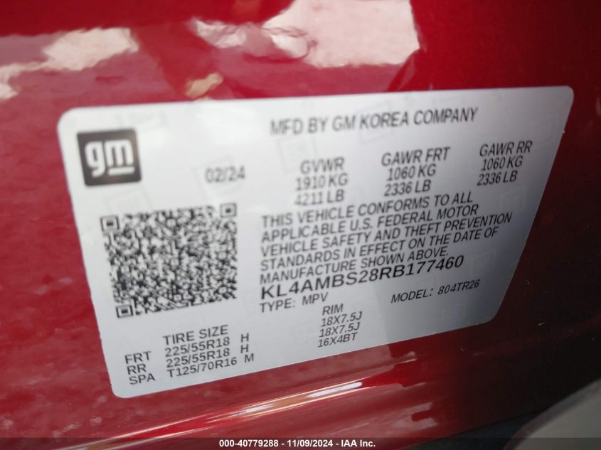 2024 Buick Encore Gx Preferred Fwd VIN: KL4AMBS28RB177460 Lot: 40779288