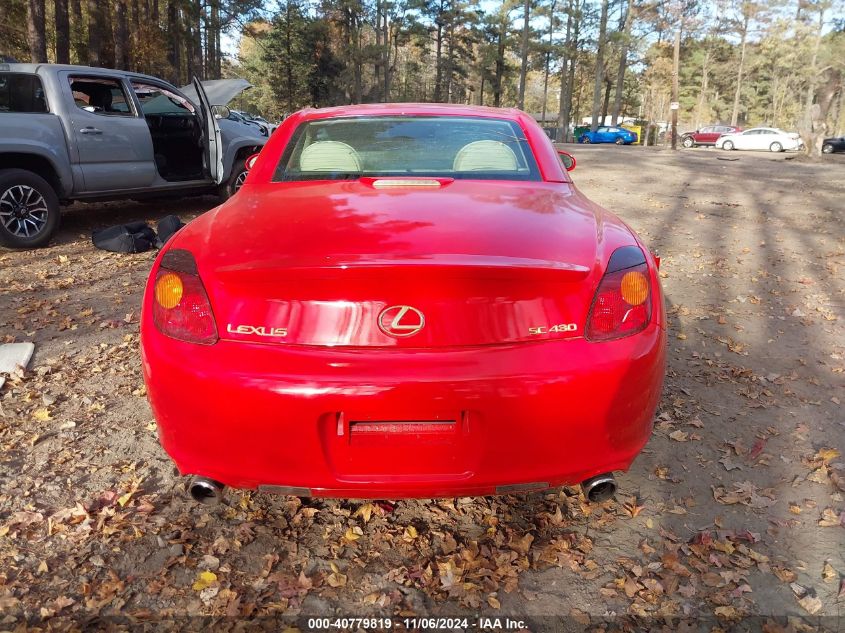 2002 Lexus Sc 430 VIN: JTHFN48Y620025919 Lot: 40779819