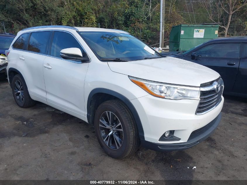 VIN 5TDKKRFH0GS131859 2016 Toyota Highlander, Xle V6 no.1