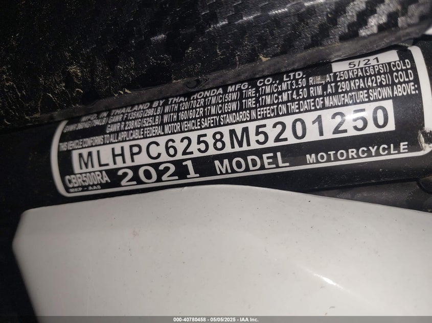 2021 HONDA CBR500 RA - MLHPC6258M5201250