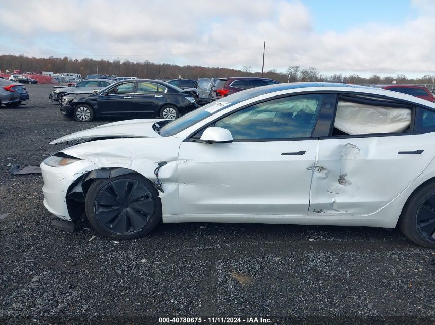 2024 Tesla Model 3 Rear-Wheel Drive VIN: 5YJ3E1EA8RF786196 Lot: 40780675