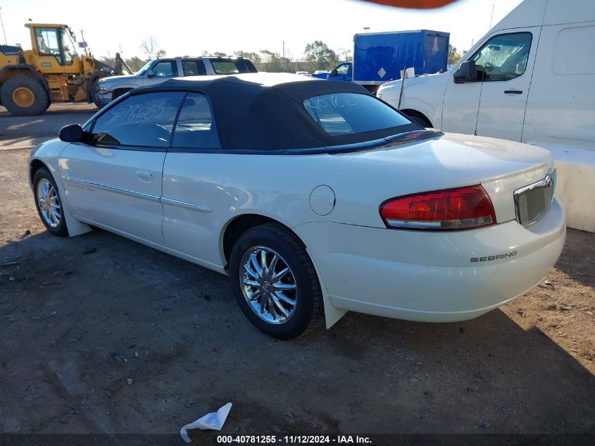 2001 Chrysler Sebring Limited VIN: 1C3EL65U21N726110 Lot: 40781255