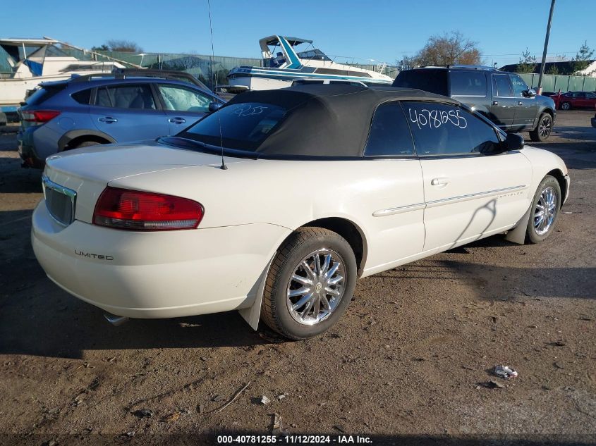 2001 Chrysler Sebring Limited VIN: 1C3EL65U21N726110 Lot: 40781255