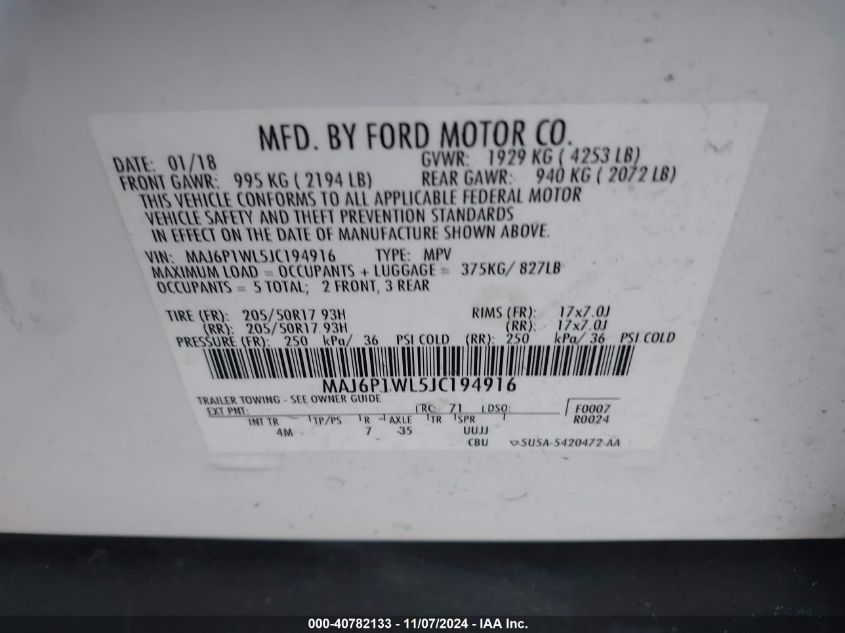 2018 FORD ECOSPORT TITANIUM - MAJ6P1WL5JC194916