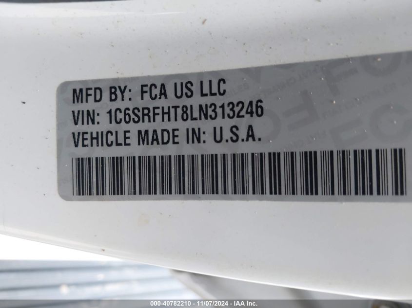 2020 Ram 1500 Limited 4X4 5'7 Box VIN: 1C6SRFHT8LN313246 Lot: 40782210