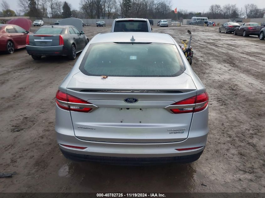 2019 Ford Fusion Hybrid Titanium VIN: 3FA6P0RU2KR197449 Lot: 40782725