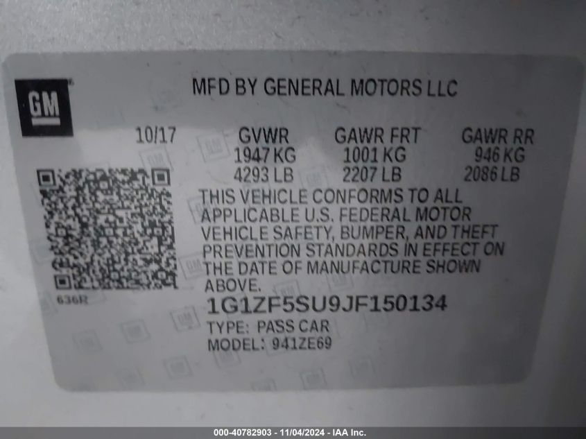 2018 CHEVROLET MALIBU HYBRID - 1G1ZF5SU9JF150134