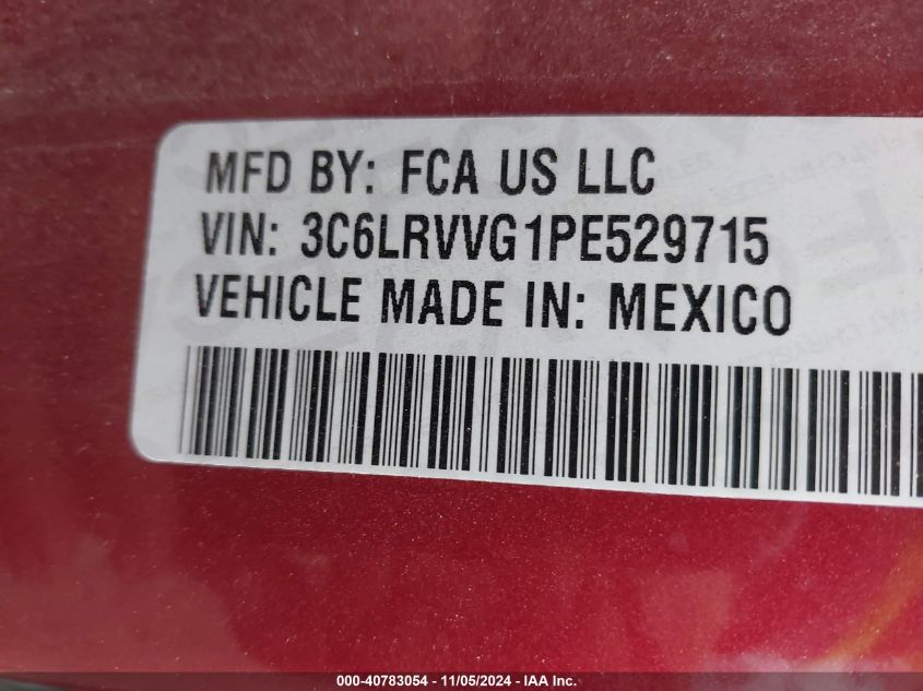 2023 Ram Promaster 2500 136 Wb VIN: 3C6LRVVG1PE529715 Lot: 40783054