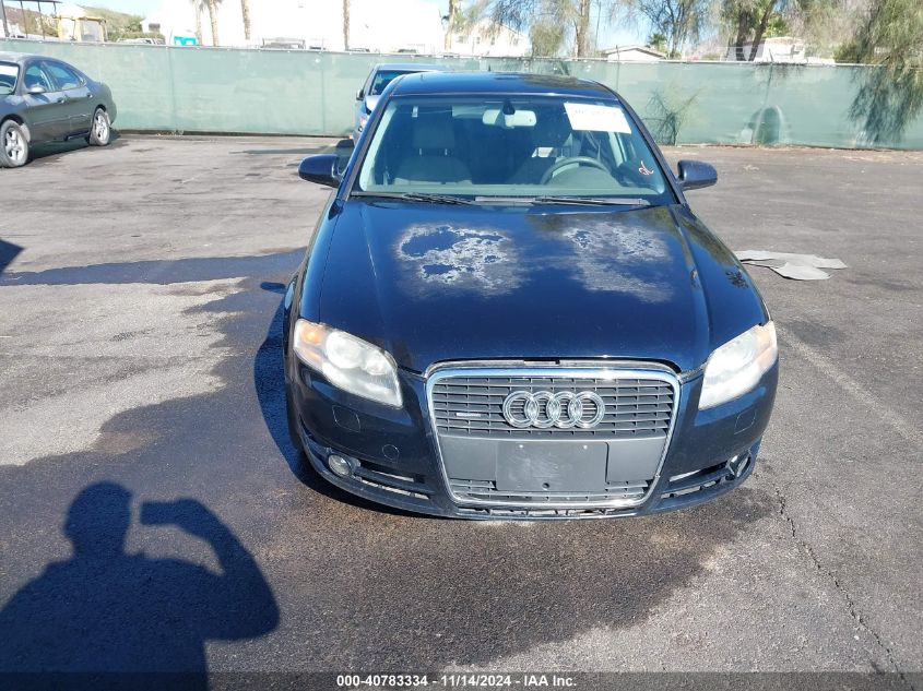 2007 Audi A4 2.0T VIN: WAUDF78E27A138357 Lot: 40783334