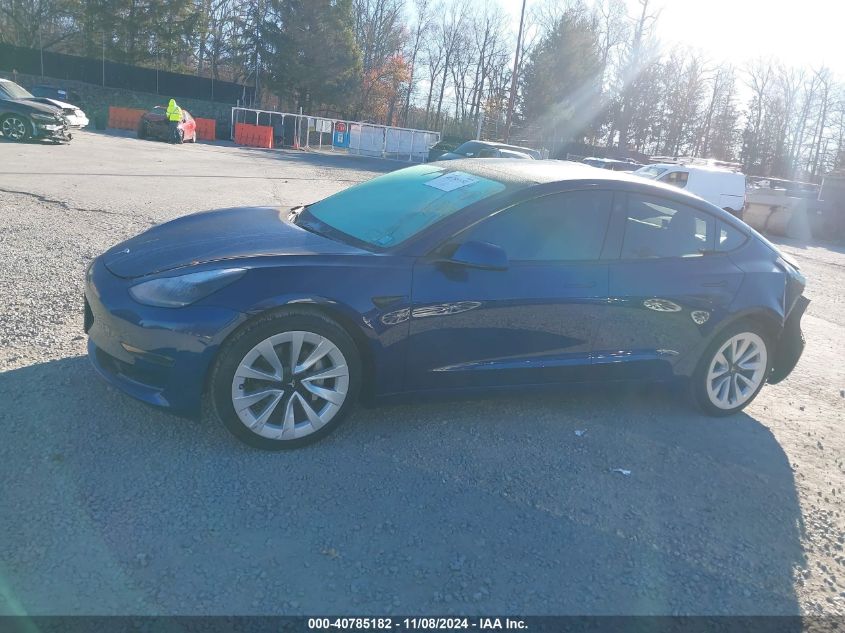 2021 Tesla Model 3 Standard Range Plus Rear-Wheel Drive VIN: 5YJ3E1EA1MF098579 Lot: 40785182