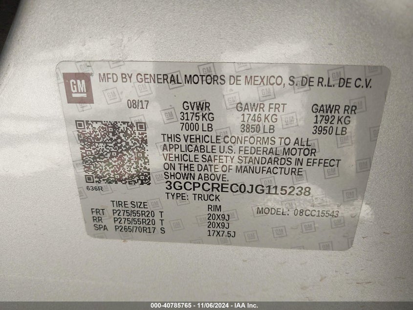 2018 CHEVROLET SILVERADO 1500 1LT - 3GCPCREC0JG115238